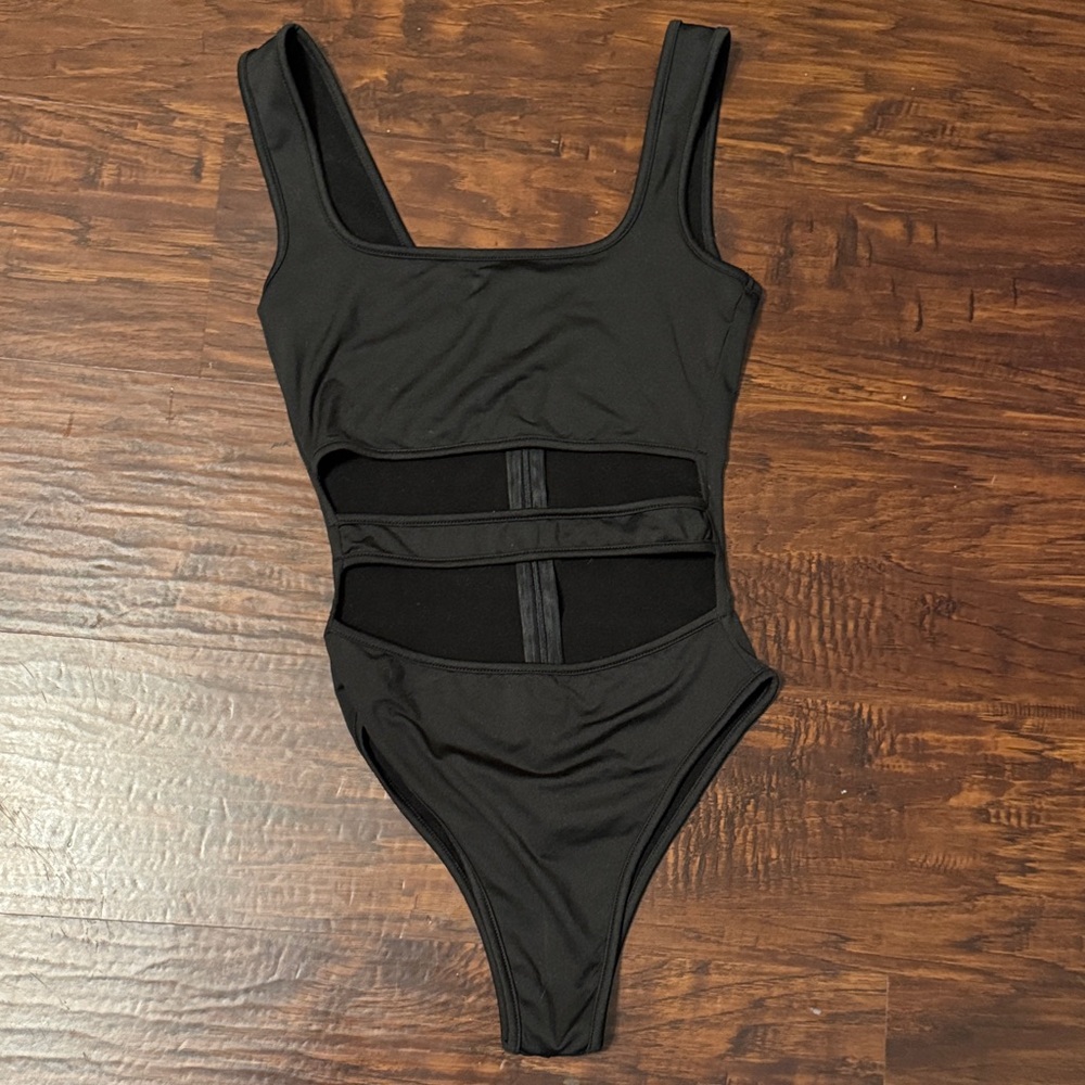 Black Front Cutout Bodysuit